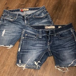 2 pair of Buckle Stella cut off jean shorts